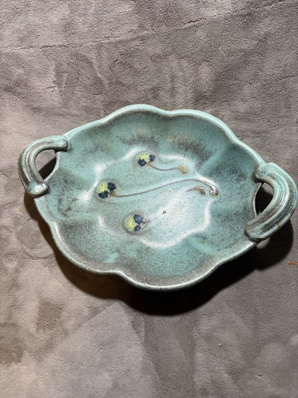 Hank Goodman pottery decorative tray dish green signed